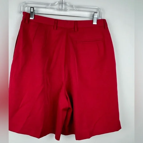 Cutter & Buck Women Bermuda Pleated High Rise Red Dress Shorts Size 8 - Picture 2 of 10
